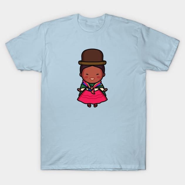 Cute Bolivian Village Woman in Traditional Clothing Cartoon T-Shirt by SLAG_Creative